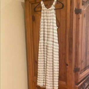 White with gold and Black Striped Sundress